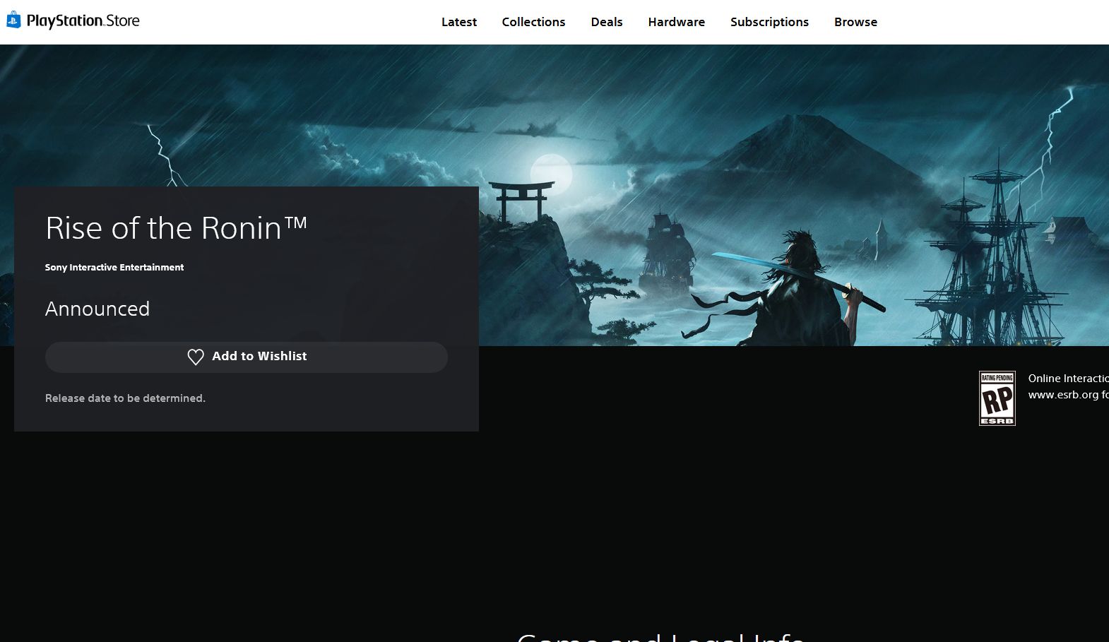 أصبح الأن بإمكانك وضع لعبة Rise of the Ronin في قائمة أمنياتك على متجر PlayStation